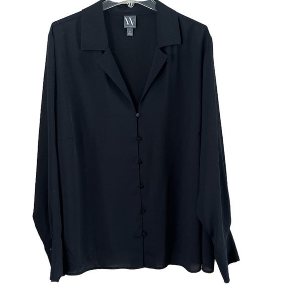 NWT Worthington Blouse Size 2X Georgette Style Fabric Collar Buttons Long Cuff - Picture 1 of 13